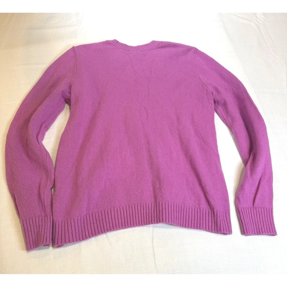 Lands End Cable‎ Knit Sweater Pink Crew Neck Long Sleeve Women's Size S